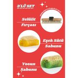 Seon Doğal At Kılı Fırçası I Kabak Lifli Eşek Sütü & Yosun Sabunu I 3'lü Set