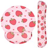 Seorsok Bilek Destekli Klavye Bilek Dinlenme Seti ile Sevimli Mouse Pad, Ofis Oyun Çalışma Bilgisayarları için Kaymaz Tabanlı Ergonomik Mouse Pad, Kolay Yazma ve Ağrı kesici Mouse Mat,Pembe Çilek