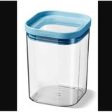 Seoul Şeffaf Plastik Kuru Gıda Saklama Kabı, Turkuaz Kapaklı, 1200 ML Hacim, 11x11x16 CM, Mikrodalga ve Dondurucu Uyumlu, Hava Geçirmez