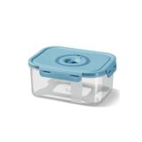 Seoul Taze Gıda Saklama Kabı, Polipropilen Malzeme, Mavi Kapaklı, 1300ml Hacim, Hava Geçirmez, Mikrodalga ve Bulaşık Makinesi Uyumlu, 20x14x9 cm