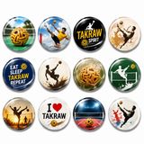 Sepak Takraw Buzdolabı Mıknatısları 1 İnç Kristal Cam Reçine, 12 ADET | Rattan Top Spor Dekoru, Mutfak ve Ofis Kullanımı, Beyaz Tahta Uyumlu, Manyetik Çıkartmalar, Atletik Ruh Teması