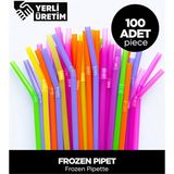 Sepet Doldur Dayanıklı Plastik Frozen Pipet 100 Adet Renkli İçecekler İçin Pratik ve Hijyenik Çözüm