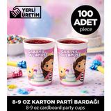 Sepet Doldur Gabby’s Dollhouse Temalı 8-9 Oz Karton Parti Bardağı - Doğum Günü Malzemeleri (100 Adet)