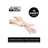 Sepet Doldur Hışır Şeffaf Eldiven Lüks - 10 Paket (1 Paket 100 Adet)
