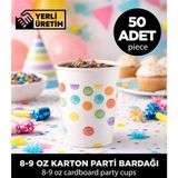 Sepet Doldur Renkli Puantiyeli Karton Parti Bardağı 8-9 Oz - Doğum Günü ve Kutlama Malzemeleri (50 Adet)
