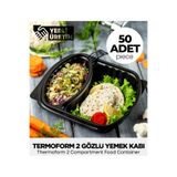 Sepet Doldur Termoform 2 Gözlü Yemek Kabı 50 Adet