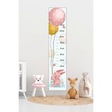Sepet Yıldızı Balonlu Tavşan Çocuk Odası Boy Ölçer Duvar Sticker 30x140 Cm