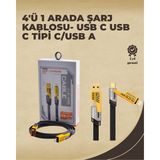 Sepetim 4'ü 1 Arada Metal Hızlı Veri Kablosu – 65W Güç, 27W Iphone Desteği, 480MBPS Aktarım - Beyaz