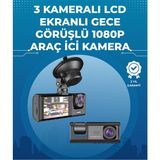 Sepetim Gece Görüşlü 3'lü Araç Kamerası – Geri Görüş Destekli, 170° Geniş Açı - Renkli