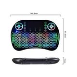 Sepetine Gelsin Mini Klavye LED Işıklı Kablosuz Bluetooth Mini Türkçe Klavye Mouse Smart Tv Box - Siyah