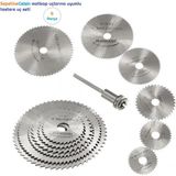 Sepetinegelsin Metal 6 Parça Mini Matkap Ucu Ahşap Kesme Yuvarlak Çelik Bıçak Disk Testere Seti Kiti - Gümüş