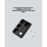 Sepetink 4.1A Hızlı Şarjlı Akım Korumalı 4 Priz ve 3 USB Çıkışlı Priz - Beyaz