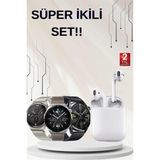 Sepetink Akıllı Saat ve Kulaklık Seti Dokunmatik Ekran 5.0 Bluetooth Bağlantılı Sesli Görüşme - Gümüş