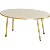 Sepetink Orta Sehpa Krem Elips Metal Ayak Gold