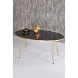 Sepetink Zigon Sehpa ve Orta Sehpa Elips Set Gold Bendir Tel