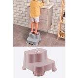 Sepetkitchen Kaydırmaz Çocuk Taburesi - Çift Basamaklı Banyo Lavabo Merdiven Yükseltici Bebek Basamağı Pembe