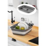 Sepetkitchen Lüx Sihirli Katlanabilir Tabaklık Bulaşıklık Kurutmalık Tezgah Üstü Gri