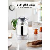 Sepetopia 1.5 Lt Isı Yalıtımlı Çay ve Soğuk Su Termosu Şeffaf (12 Saat Sıcak Tutar& Içi Camdır)