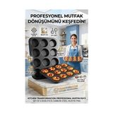 Sepetopia 2'li Set 12'li Muffin Kalıbı | Karbon Çelik Yanmaz Yapışmaz Cupcake & Kek Pişirme Tepsisi 7231