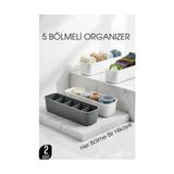 Sepetopia 5 Bölmeli Dolap ve Çekmece Içi 2’li Set Organizer Kutusu (Gri & Beyaz) 722440