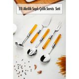 Sepetopia 5 Parça Platin Servis Seti & Servis Sunum Seti Amber ( Kepçe / Kevgir / Sıpatula / Çatal / Kaş�