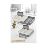 Sepetopia Açılır-Kapanır Bulaşıklık - Bulaşık Durulama Sepeti Tabaklık Bulaşık Kurutmalık Gri