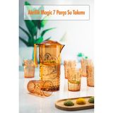 Sepetopia Akrilik Bal Sürahi 2,3 Lt ve 6'lı Su Meşrubat Kahve Yanı Bardağı 400 ml Seti ( Cam Değildir ) - 0.8 ml