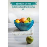 Sepetopia Akrilik Barok Aquamarin Büyük Kare Meyve & Salata Kasesi & Karıştırma Kabı / 3,3 Lt (Cam Değ