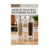 Sepetopia Baharat Öğütücü - Baharat Karabiber Tuz Değirmeni Ahşap Akrilik Kristal 2 Li Set 721773