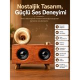 Sepetopia Bluetooth Nostalji Speaker Radyo Gramofon Ahşap Renk Vintage