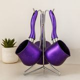 Sepetopia Granit Çelik Cezve Seti 4'lü (230/280/380 Ml) Metal Standlı - Renkli