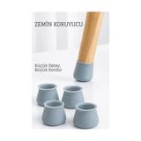 Sepetopia Silikonlu Sandalye Ayak Koruyucu – Sessiz ve Çiziksiz Kullanım, 4’lü Set Gri