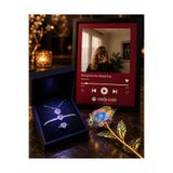 Sepetten Eve 2 Sİ Bir Arada Dünyanın En Güzel Kızı Aynalı Tablo Sevgiliye Hediye Aynalı Spotify kodlu Makyaj Tablosu ve Işıklı Kutuda 3 Lü Çelik Kolye Kalpli Yüzük Bileklik Sonsuzluk Gülü doğum günü hediyesi