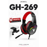 SepetteX Jedel GH-269 7.1 USB RGB Mikrofonlu Oyuncu Kulaklığı 40 mm + Masa Kenarı Kulaklık Tutucu Hediyeli