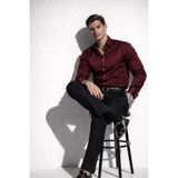 sepetx Erkek Premium Pamuk Saten Slim Fit Bordo Gömlek | Modern ve Şık Tasarım