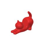 SepetZone 3D Baskı Esnek Kedi Figürü - Kırmızı Uzanan Kedi Heykeli - Dekoratif Masa Süsü