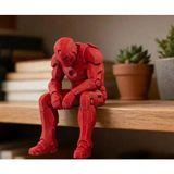 Sepetzone 3D Baskı Oturan Iron Man Figürü - Küçük Boy Iron Man Biblo - Marvel Koleksiyon Hediyelik - Kırmızı