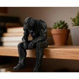 Sepetzone 3D Baskı Oturan Iron Man Figürü - Küçük Boy Iron Man Biblo - Marvel Koleksiyon Hediyelik - Siyah