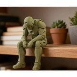 Sepetzone 3D Baskı Oturan Iron Man Figürü - Küçük Boy Iron Man Biblo - Marvel Koleksiyon Hediyelik - Yeşil