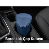 Sepetzone Araç İçi Çöp Kovası - Otomobil Çöp Kutusu, Bardaklık Uyumlu Oto Organizatör - Mavi