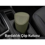 Sepetzone Araç İçi Çöp Kovası - Otomobil Çöp Kutusu, Bardaklık Uyumlu Oto Organizatör - Yeşil