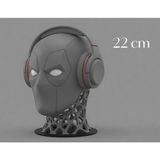 Sepetzone Deadpool Maske Tasarımlı Premium Kulaklık Standı - 22CM | 3D Tasarım Oyuncu Aksesuarı - Gri