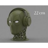 Sepetzone Deadpool Maske Tasarımlı Premium Kulaklık Standı - 22CM | 3D Tasarım Oyuncu Aksesuarı - Yeşil