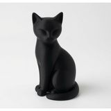Sepetzone Kedi Figürü - Dekoratif Minimalist Kedi Heykeli, 16 Cm, Ev Ofis Dekoru - Siyah