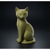 Sepetzone Kedi Figürü - Dekoratif Minimalist Kedi Heykeli, 16 Cm, Ev Ofis Dekoru - Yeşil