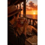 Septembris Grand Barrel One Piece Hasır Şapka Korsanları 3D Fıçı Tasarımlı Seramik Kupa Bardak 350 ml - Ahşap