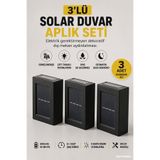 septembris Lumora 3'lü Solar Çift Taraflı Duvar Lambası Güneş Enerjili Bahçe Balkon Merdiven Dış Mekan Aydınlatma Aplik Seti