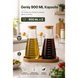 Septembris Purepour Duo Standlı 2'li Borosilikat Cam Yağdanlık Seti (900 ml x 2) - Şeffaf