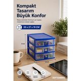 Septembris Triostore Mini 3 Çekmeceli Masaüstü Organizer - 0- Koyu Mavi