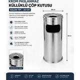Ser Dış Mekan Kolon Sigaralık Küllük 60 cm Paslanmaz Ayaklı Küllük